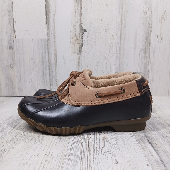 Sperry Women's Saltwater 1-Eye Black Brown Duck Booties #86 - Picture 1 of 10